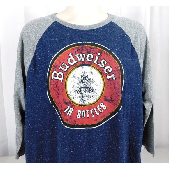 Anheuser Busch Budweiser in Bottles Men's Jersey Shirt XL Blue Gray - Picture 3 of 7